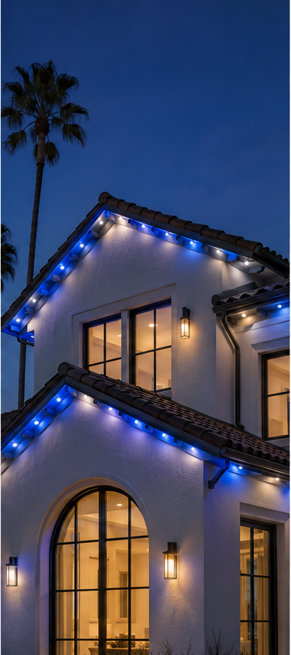 Same home lit in team-color game day lighting